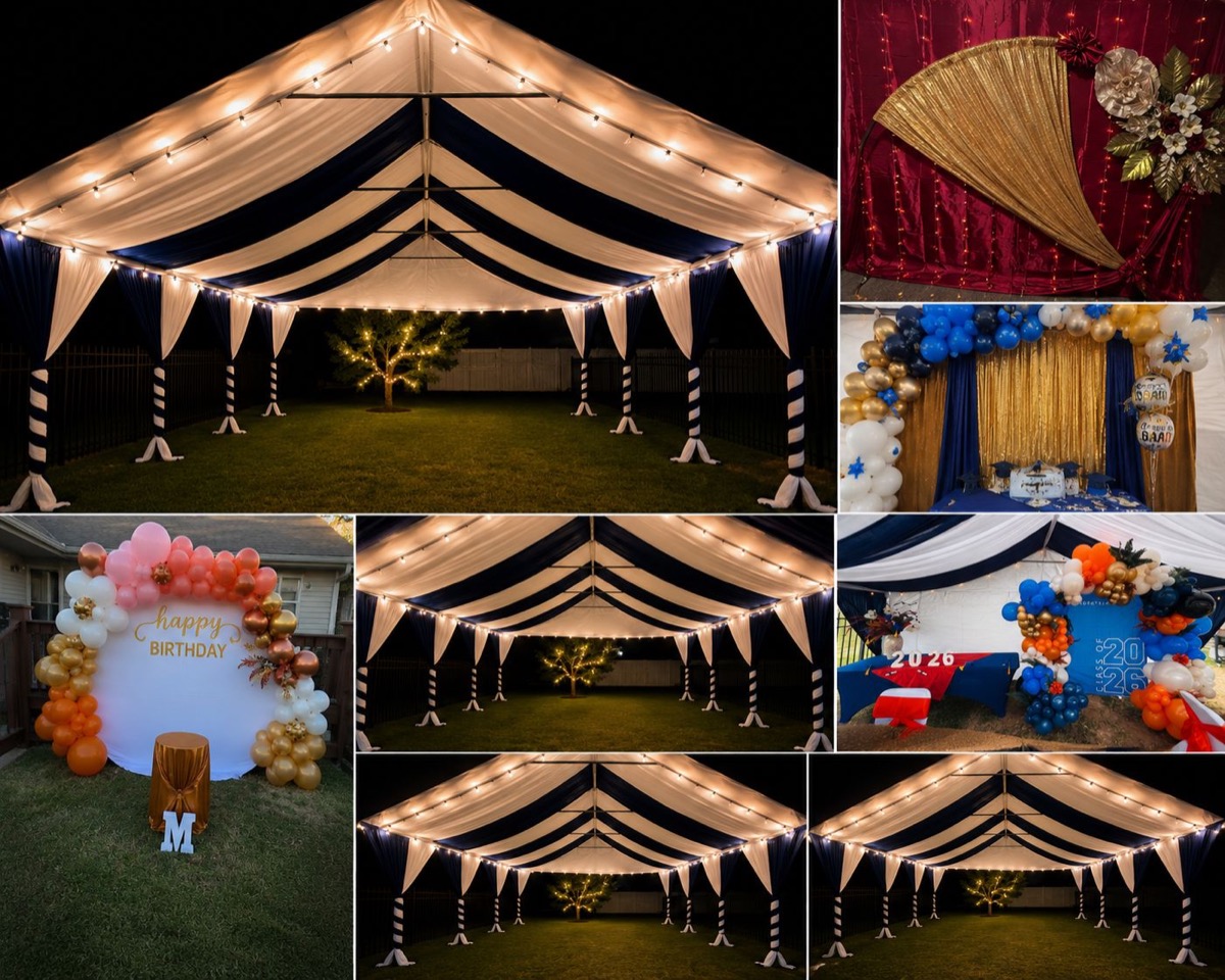 Event setup with elegant decorations